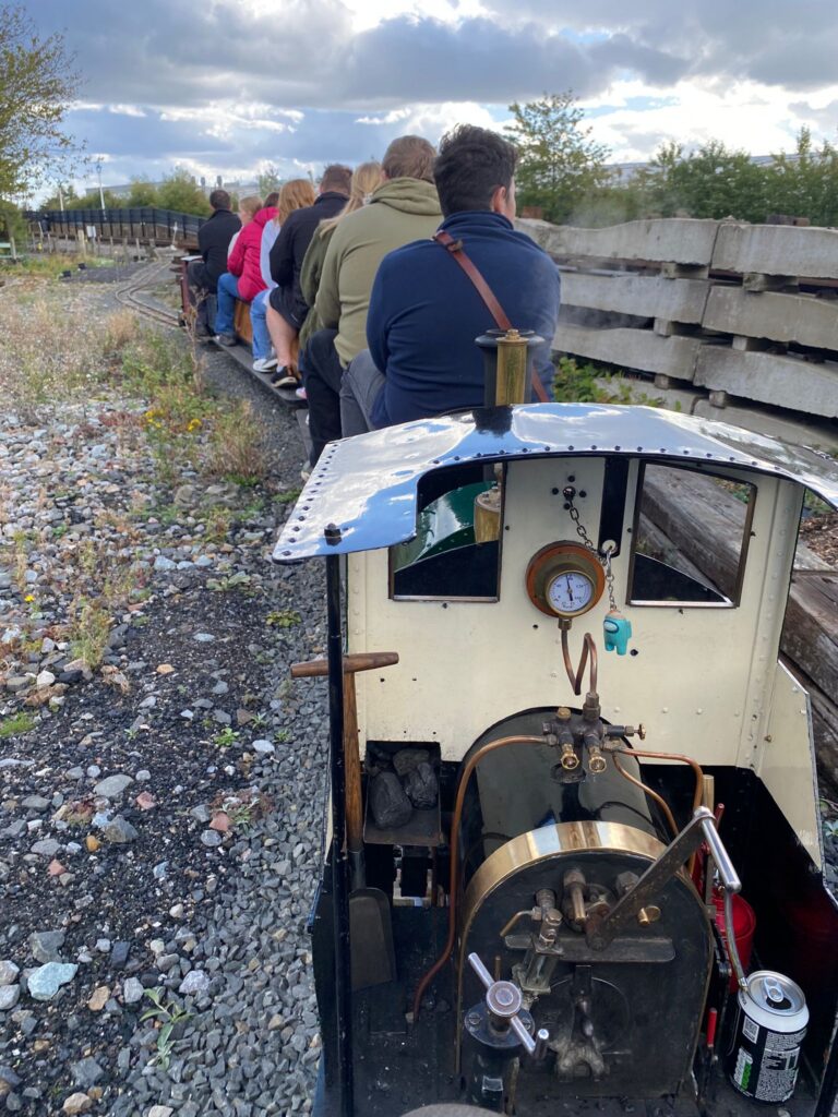 A train approaching Engine House Halt